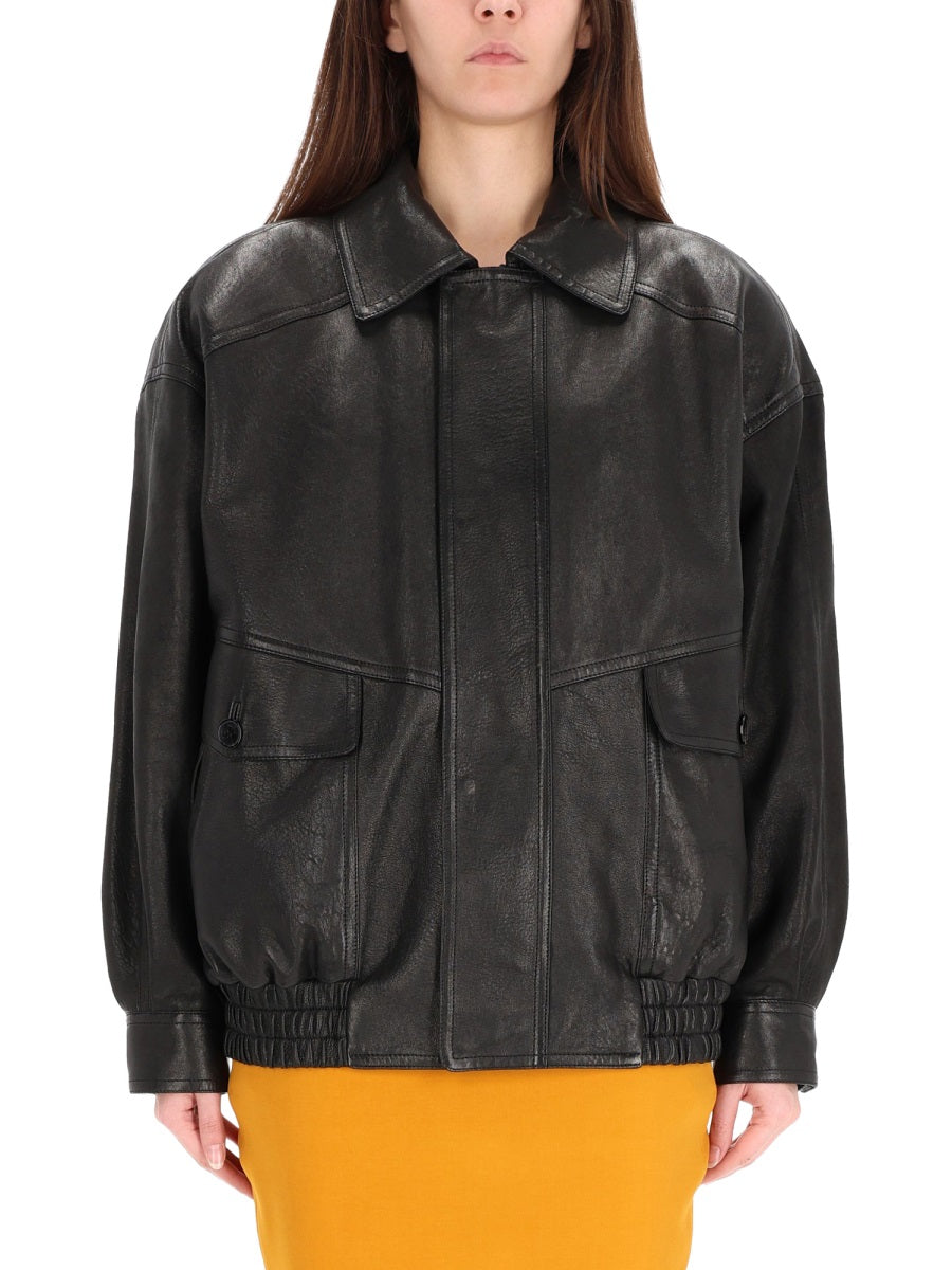 Balloon Fit Lamb Leather Bomber Jacket, FW25