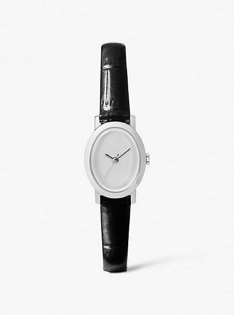 Limited-Edition Petite Maude Silver-Tone and Crocodile Embossed Leather Watch