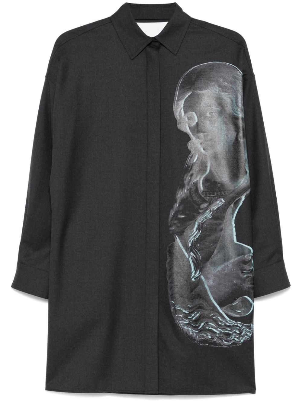 Flannel statue print shirt dress - Grey
