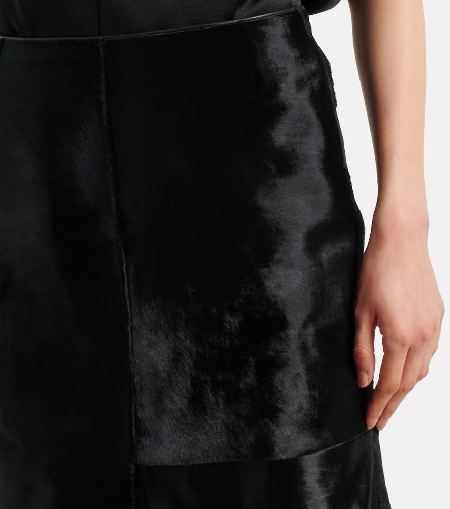 Toteme Paneled calf hair midi skirt