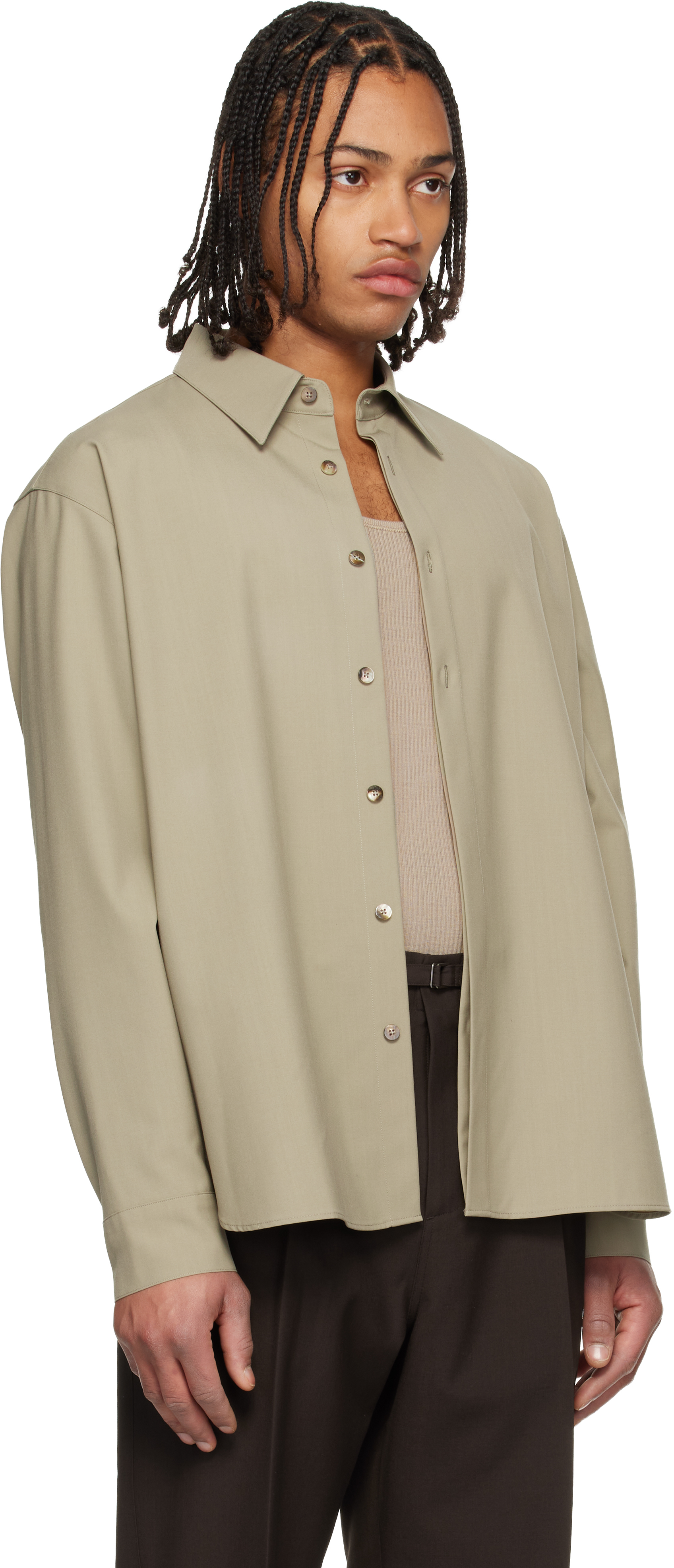 Beige Classic Wool-Blend Shirt