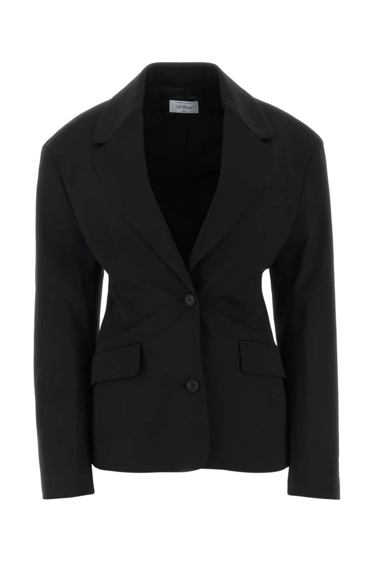Stretch-wool tailored blazer - Black