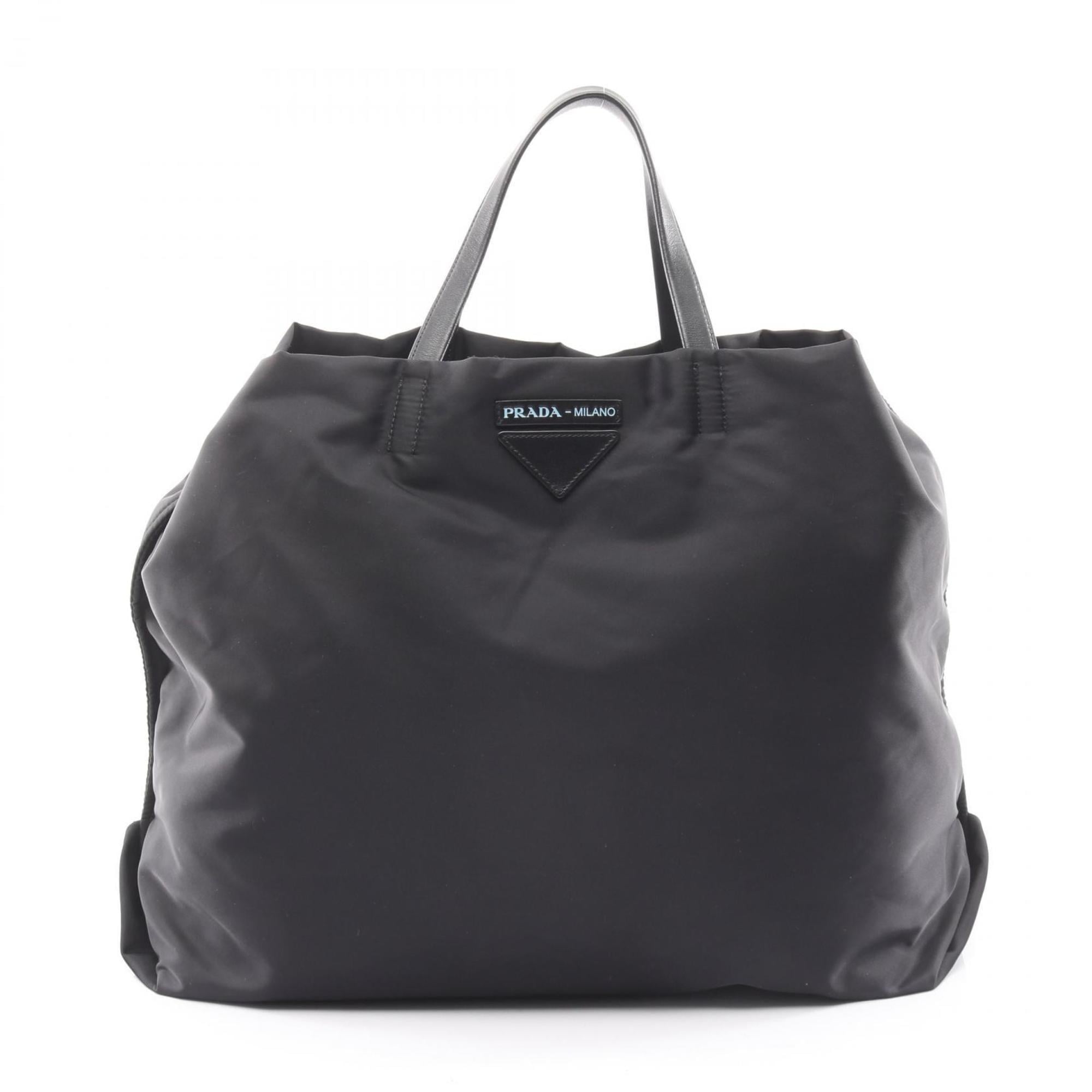Prada Black Nylon Leather Tote Bag Pre-Owned