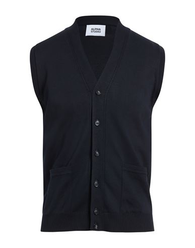 Man Cardigan Midnight blue Size 38 Cotton
