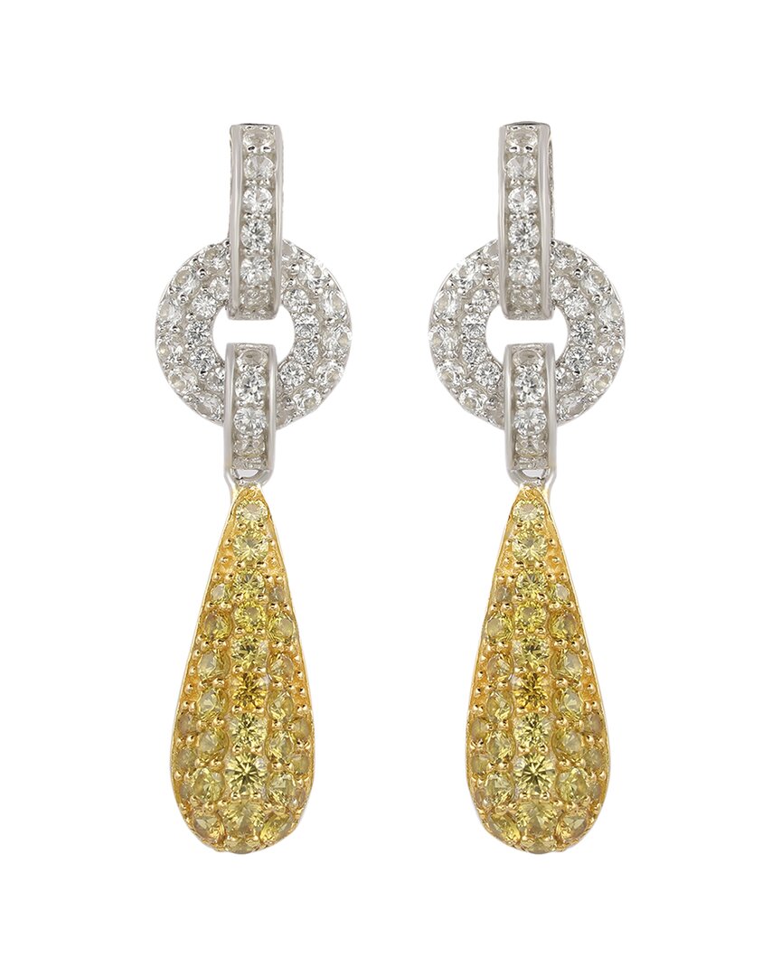 Silver 0.02 ct. tw. Diamond & Sapphire Drop Earrings