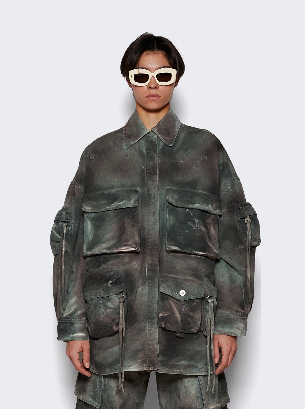 Fern distressed denim jacket - Green