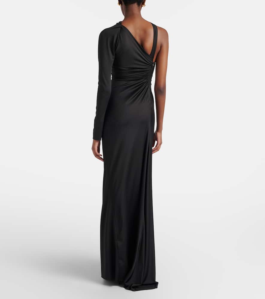Ruched one-shoulder maxi dress