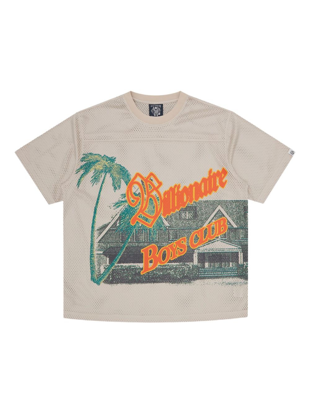 Graphic-print mesh T-shirt - Neutrals