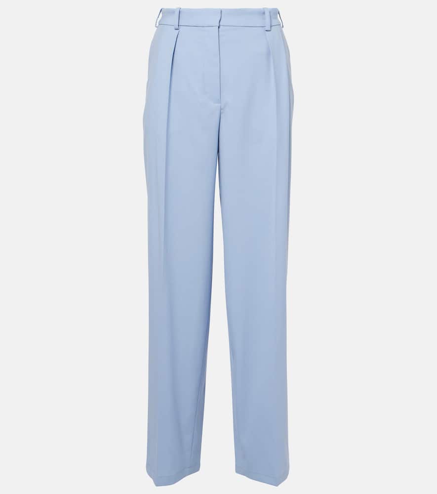 Bucklel wool crêpe wide-leg pants
