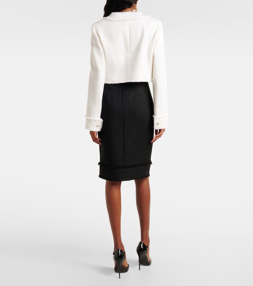 Cropped wool-blend tweed jacket