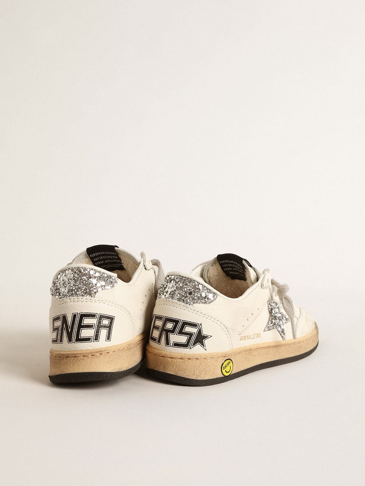 Golden Goose - Ball Star Young In Nappa With Silver Glitter Star And Heel Tab