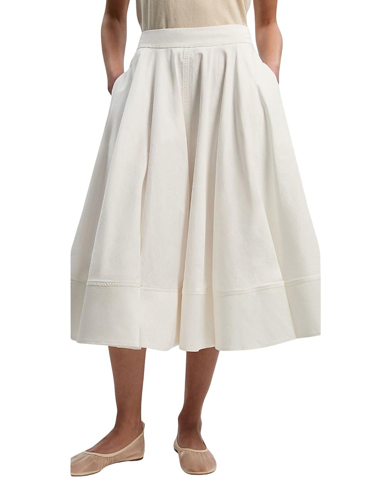 Cotton Tailored Full Midi Skirt