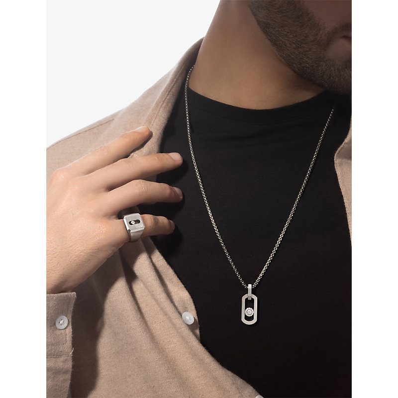 Move Titanium and 0.06ct Diamond Signet Ring