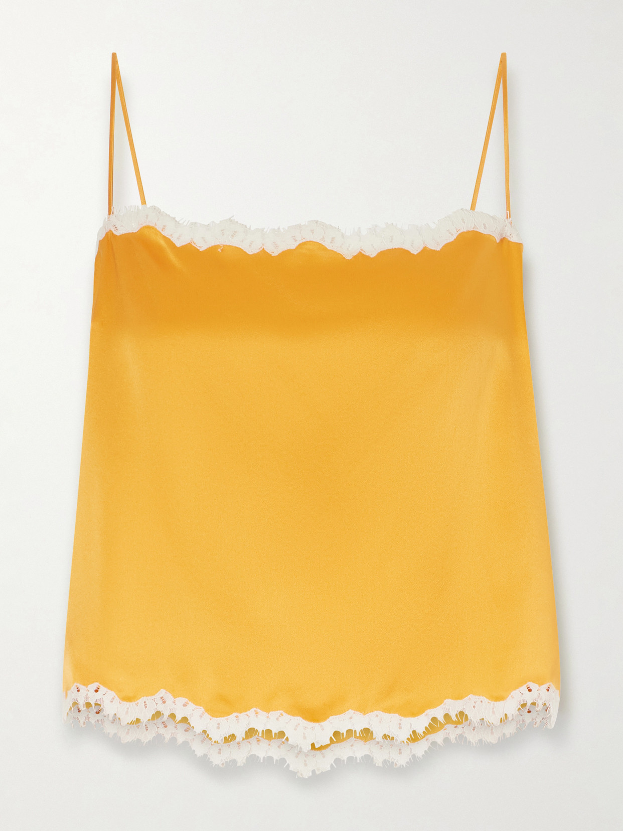Loure Lace-trimmed Silk-satin Top - Orange