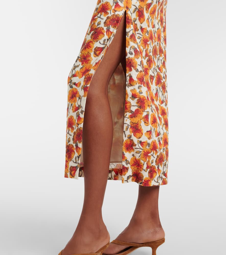 Floral linen midi dress