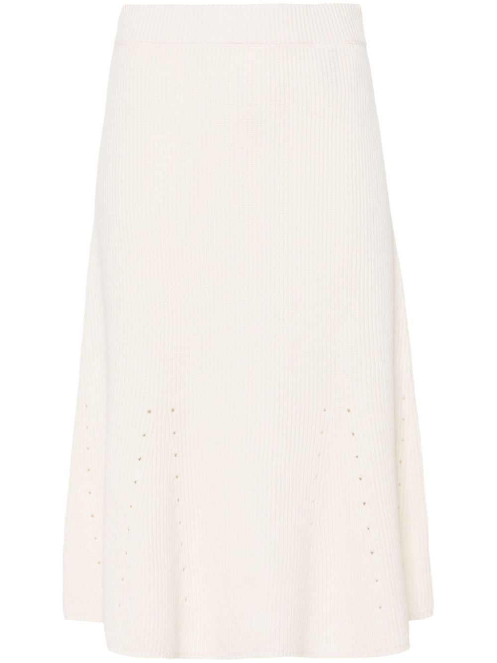 Ribbed linen-blend skirt - Neutrals