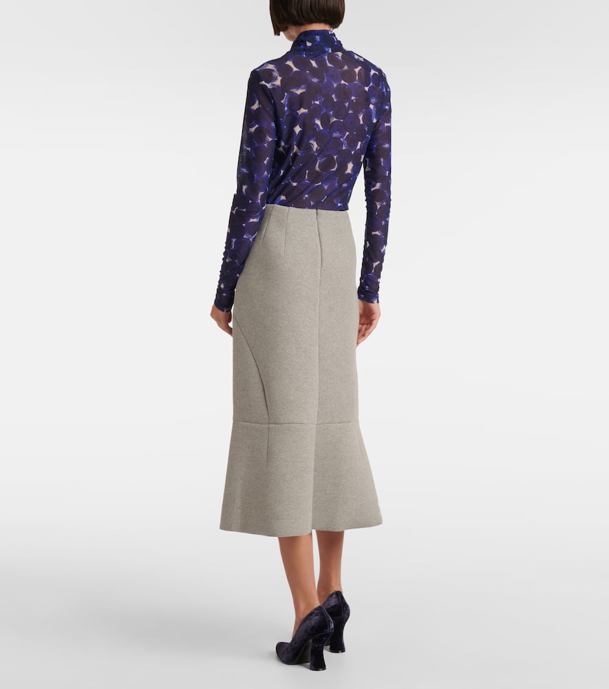Cotton-blend midi skirt
