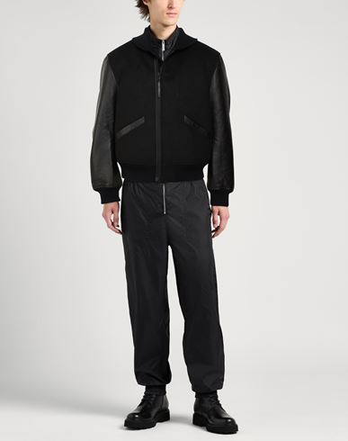 Man Jacket Black Size L Polyester, Wool