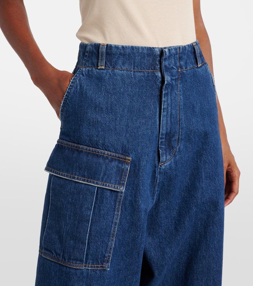 High-rise denim wide-leg pants