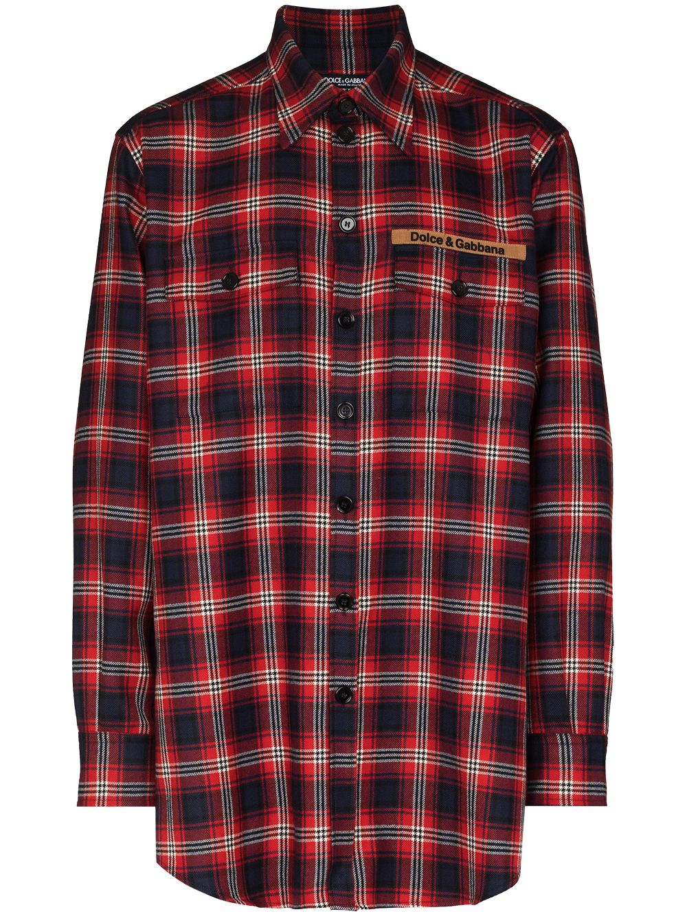 Logo patch plaid shirt - Red