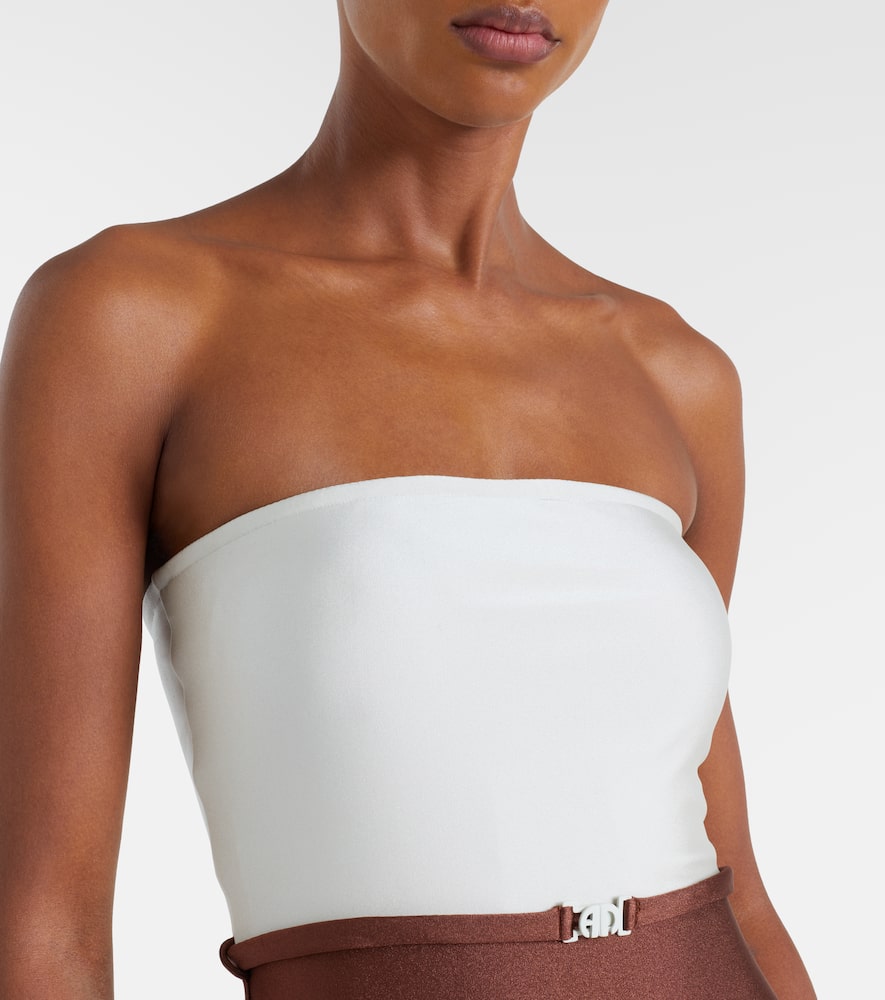 Bicolor belted swimsuit