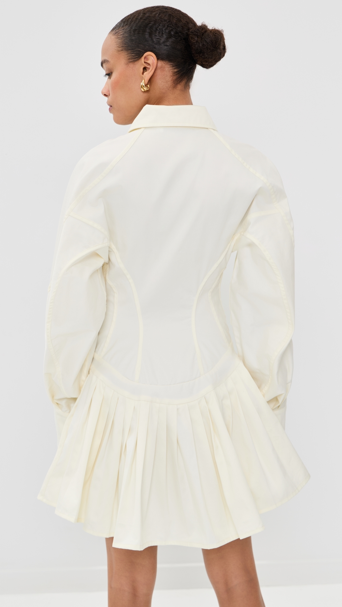 Contour Bustier Pleated Shirt Dress White