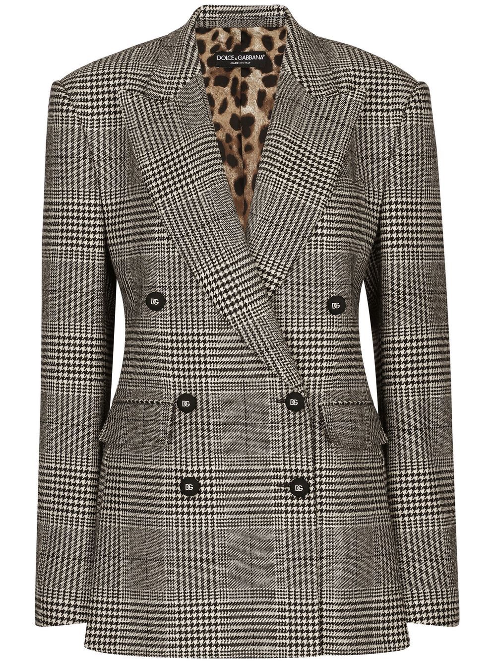 Houndstooth virgin wool double-breasted blazer - White
