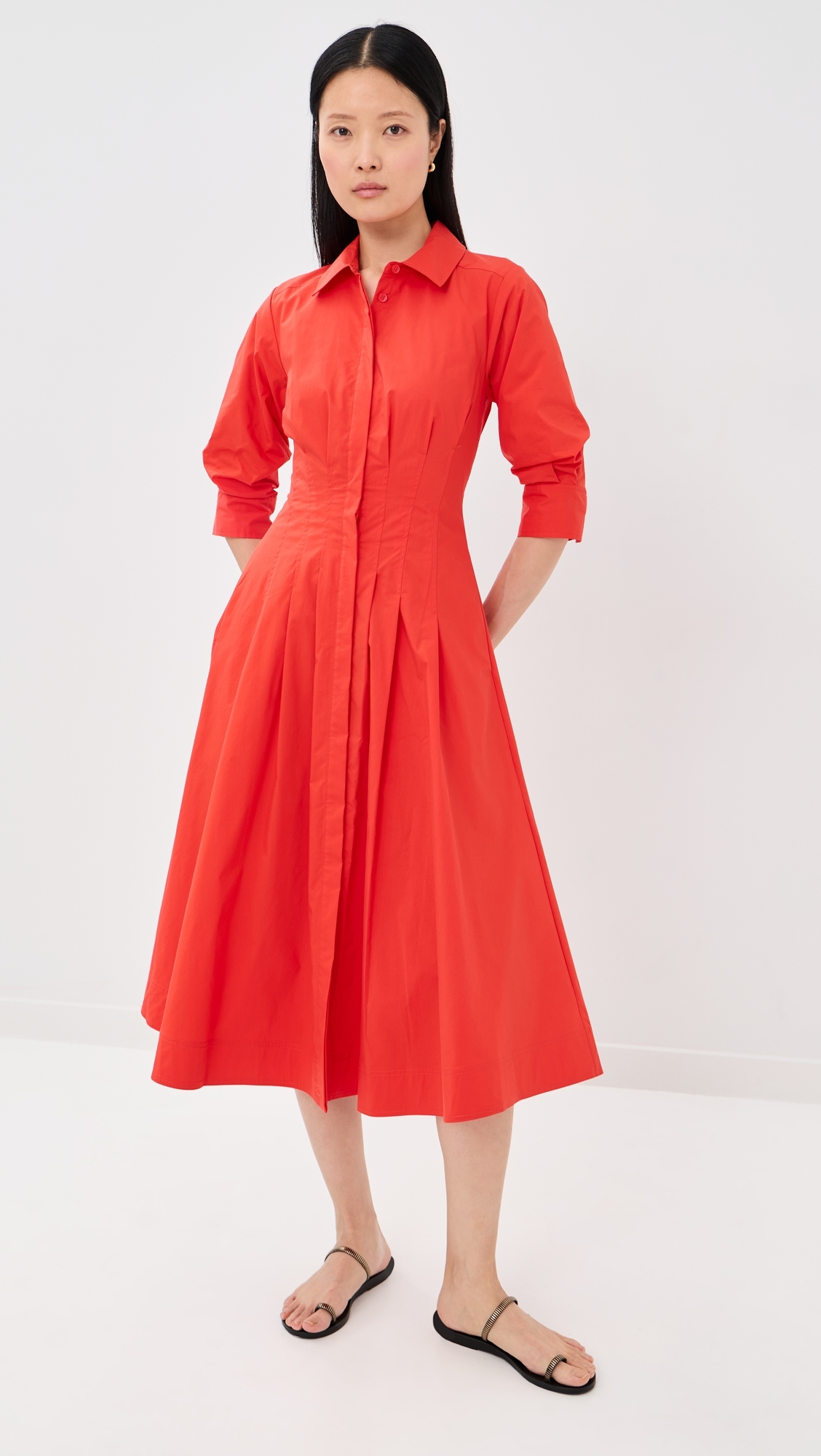 Jazz Pintuck Midi Dress Lobster