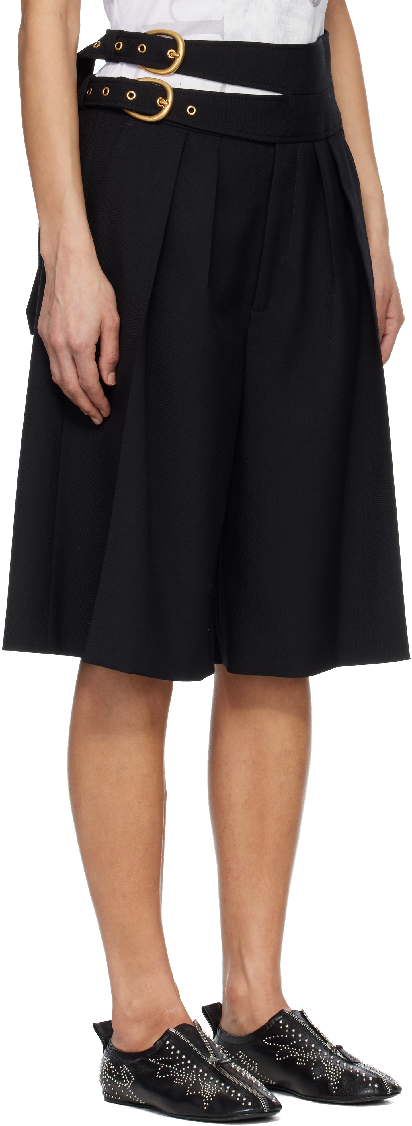 Black Double Waistband Shorts