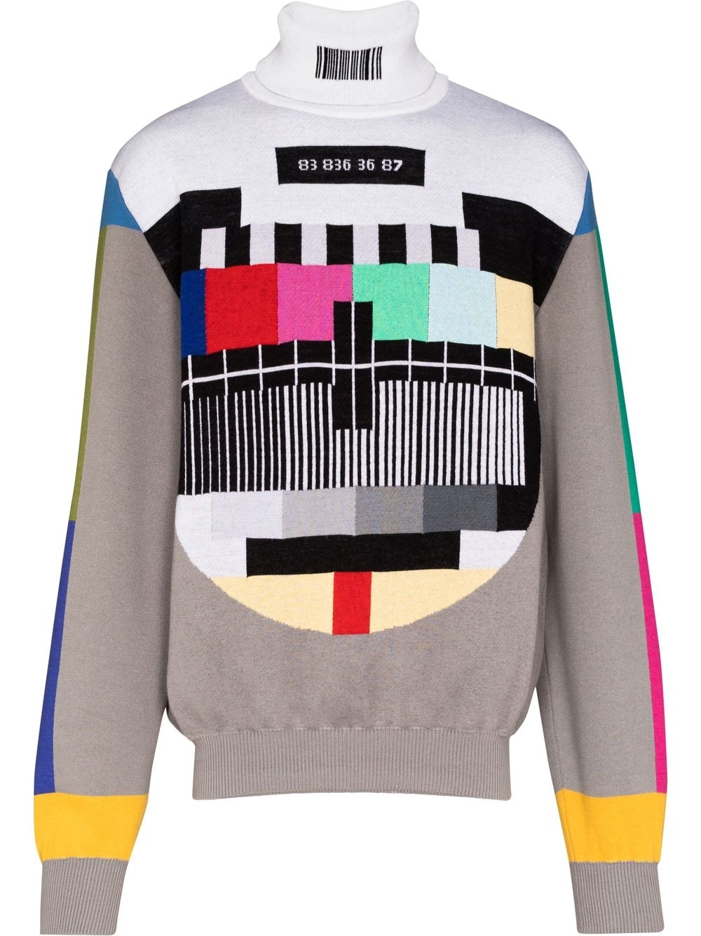 Barcode motif roll-neck jumper - Grey