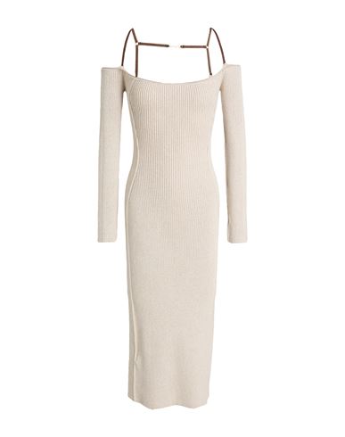 Woman Midi dress Beige Size 10 Viscose, Linen, Polyamide, Elastane