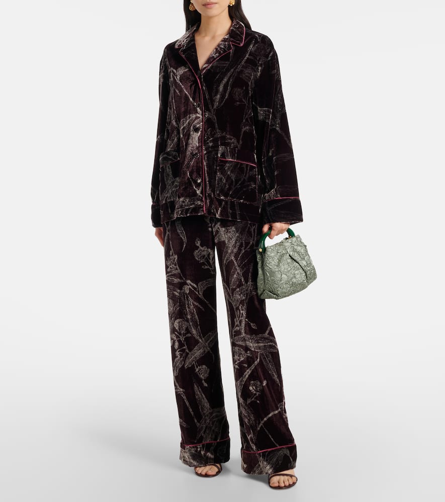 Floral satin pajama pants