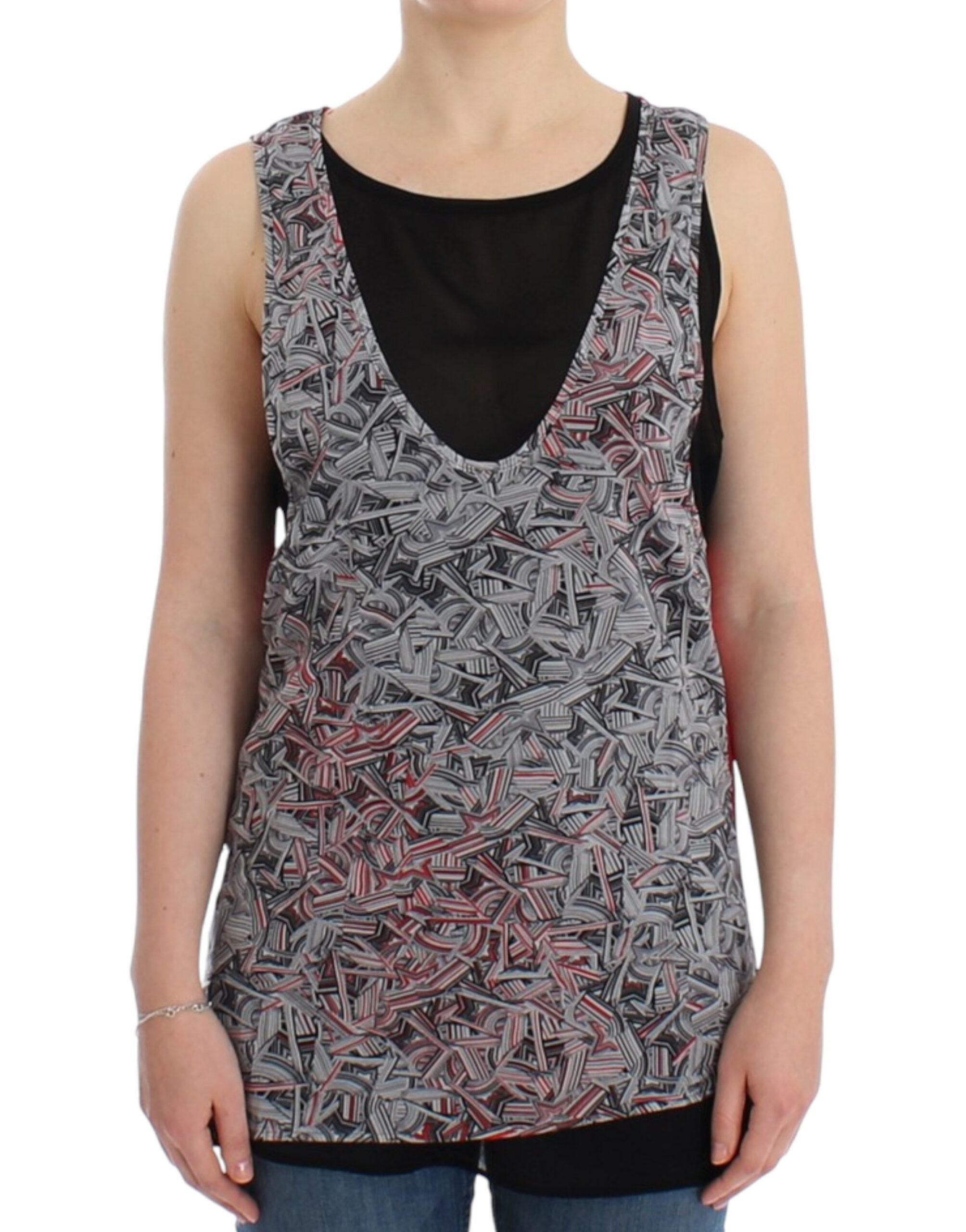 Logo-Patterned Tank Top — Black