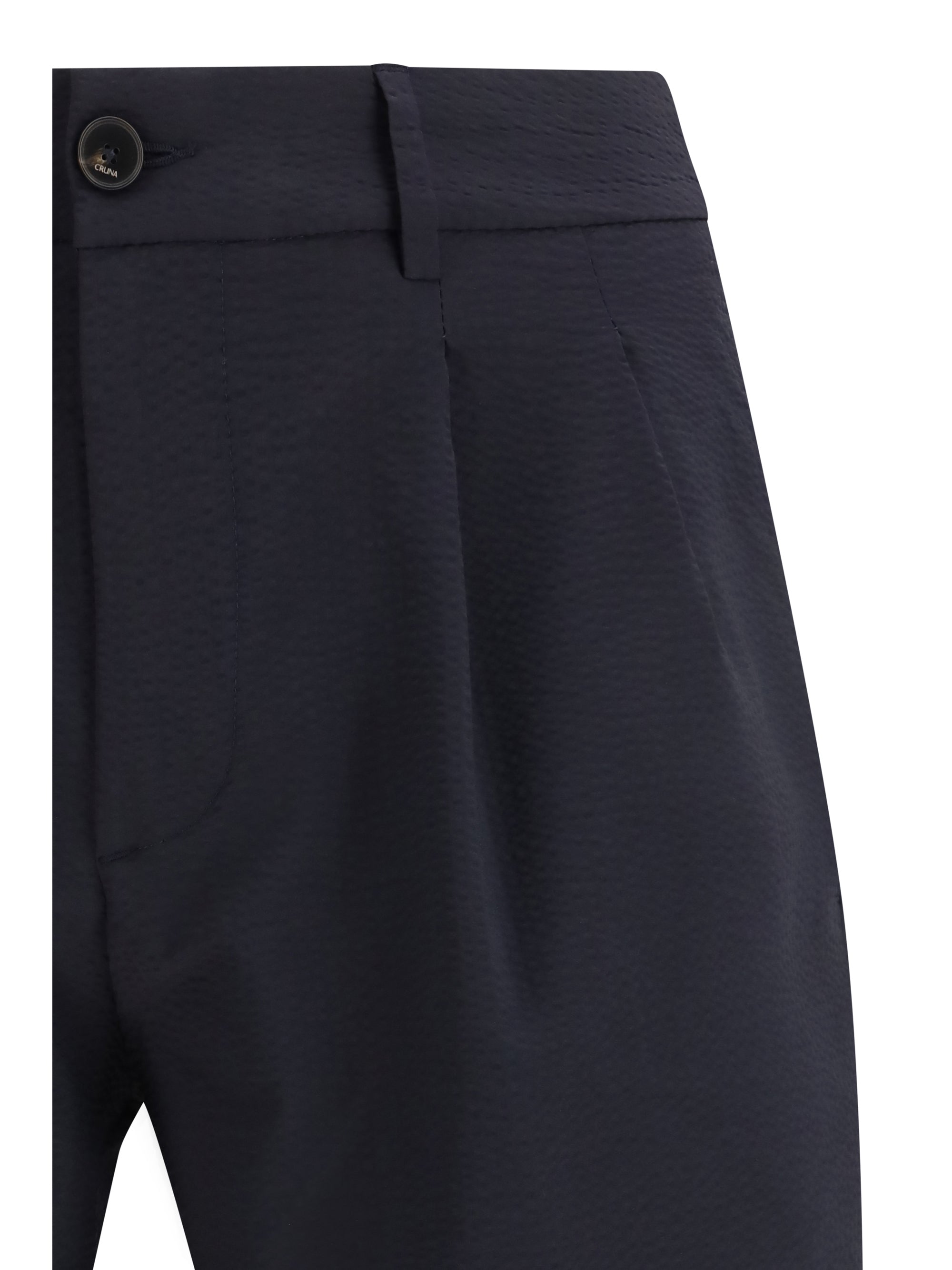 Single Front Pleat Bermudas — Navy