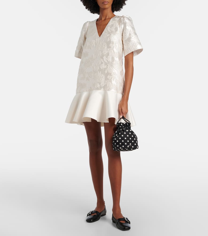 Floral satin cloqué minidress