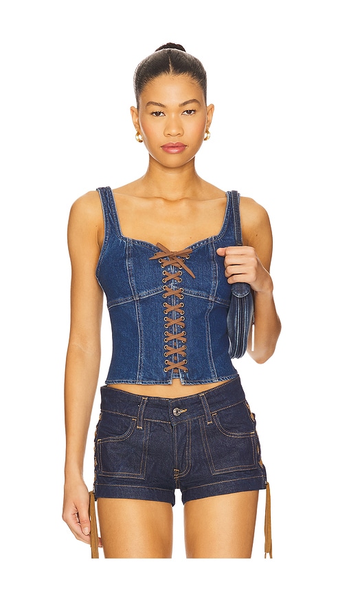 L'AGENCE Nayeli Corset Tank Top in Blue. -  4 also in