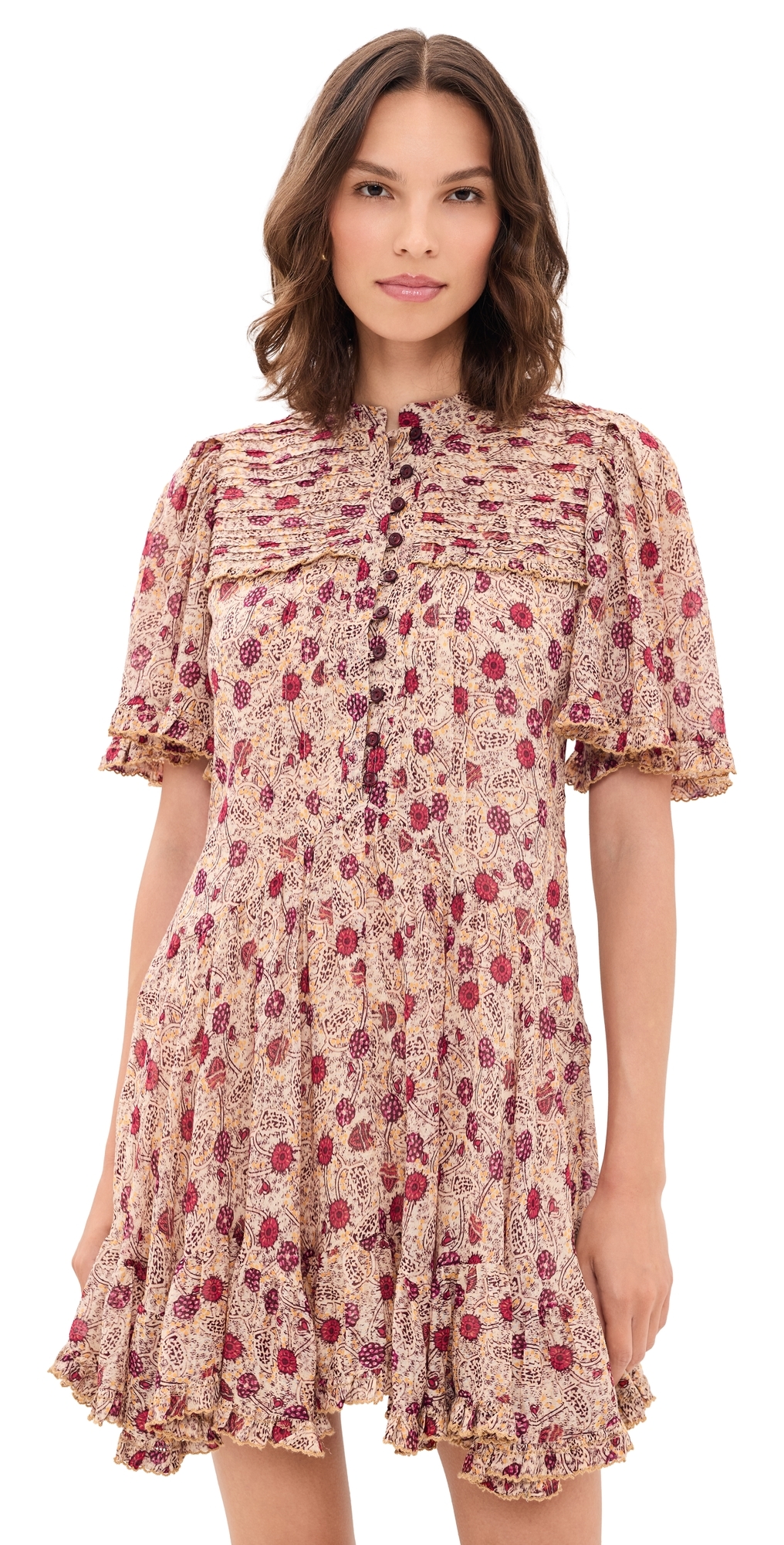 Daynia Dress Ecru/Raspberry