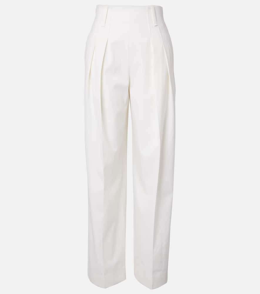 Wool-blend wide-leg pants