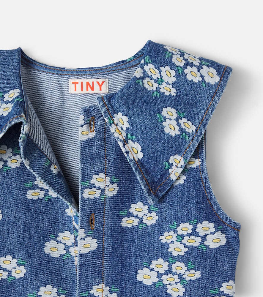 Blossoms floral denim shirt dress