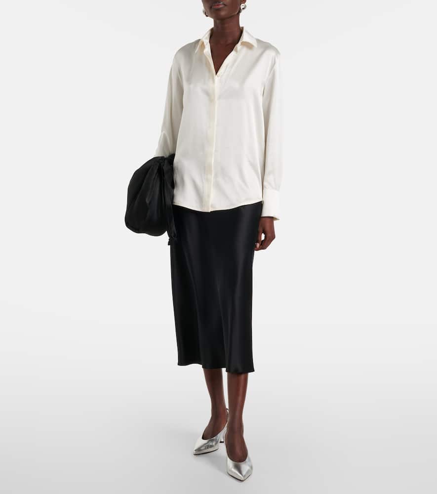 Carnet silk satin midi skirt