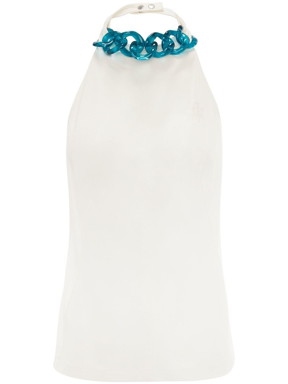Chain-link halterneck top - White