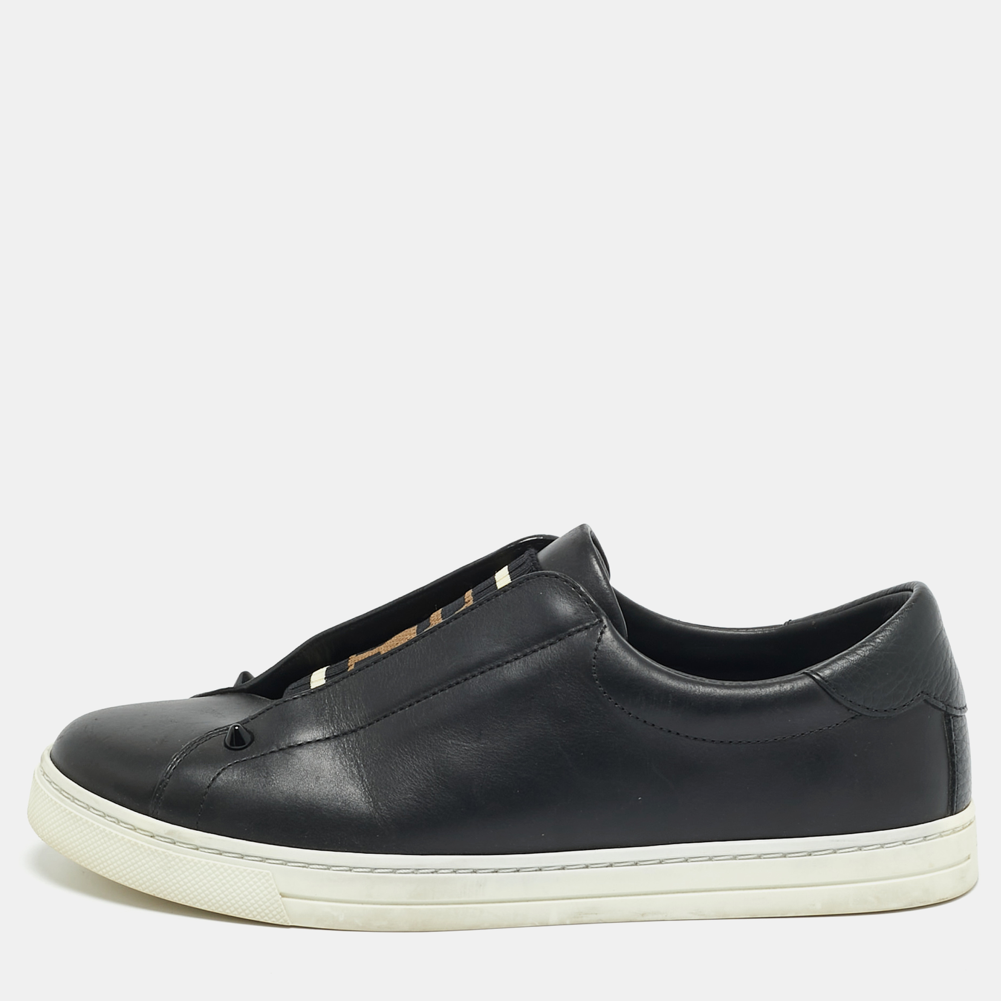 Fendi Rockoclick 37 Black Leather Slip On Sneaker