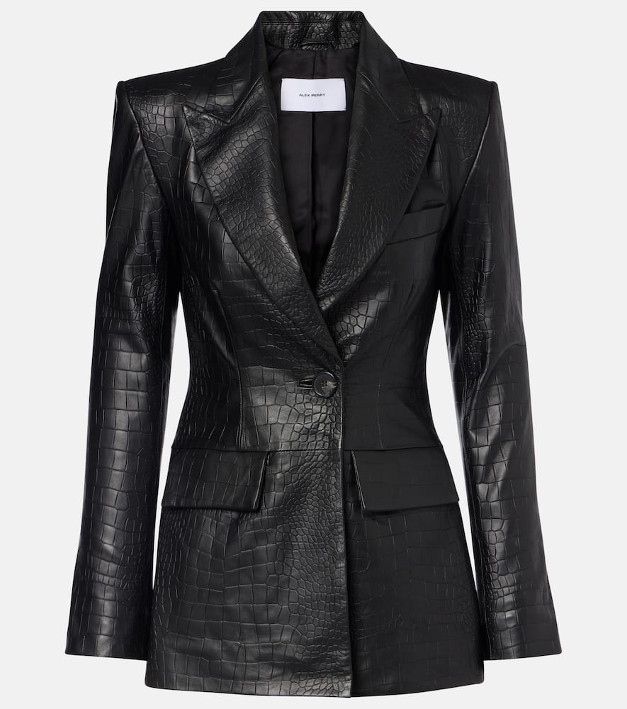 Croc-effect leather blazer
