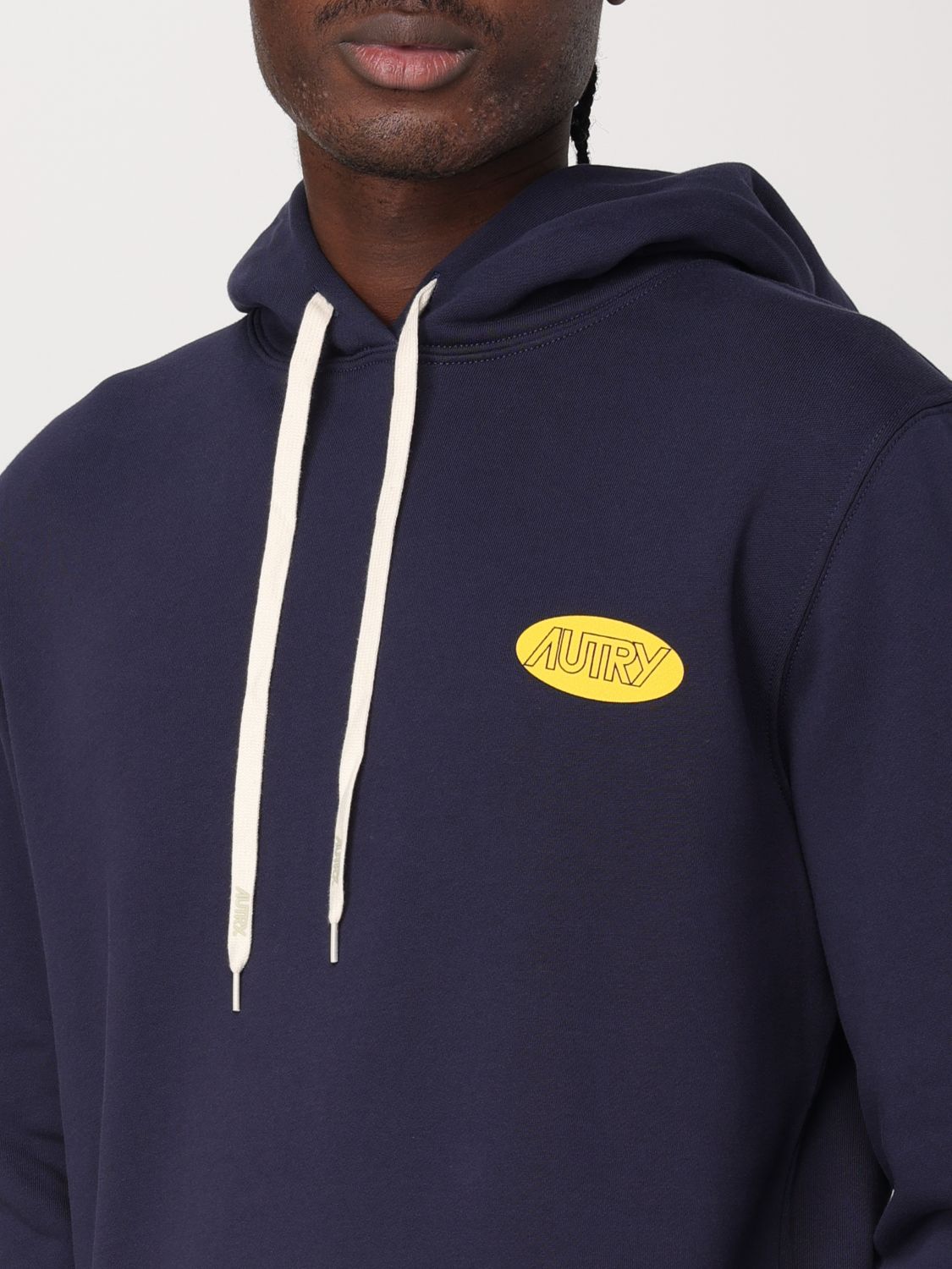 Logo-print cotton hoodie - Blue