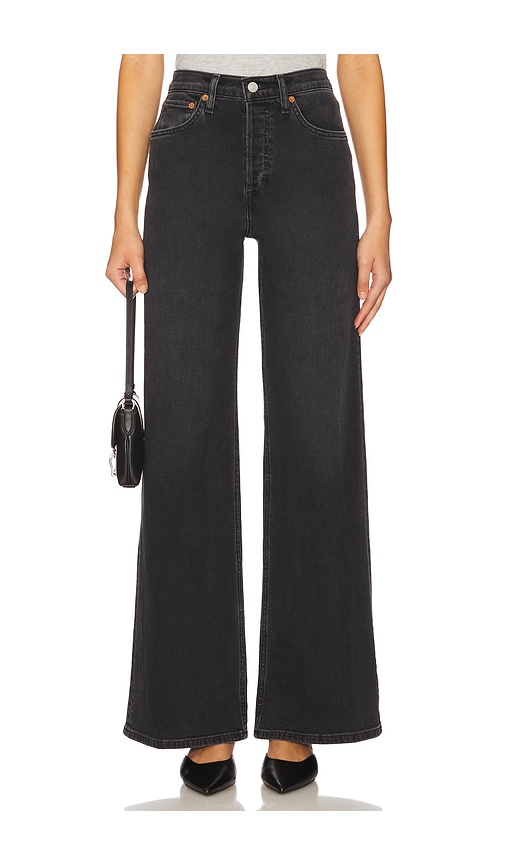RE/DONE Originals High Rise Wide Leg Jeans in Black. -  31 also in 25, 26, 27, 28, 29