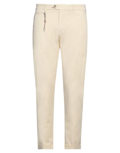 Man Pants Cream Size 38 Cotton, Elastane