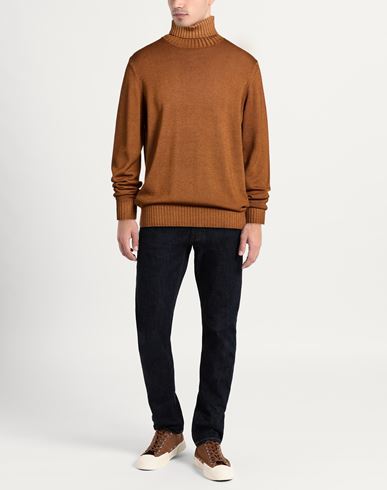 Man Turtleneck Tan Size 44 Merino Wool