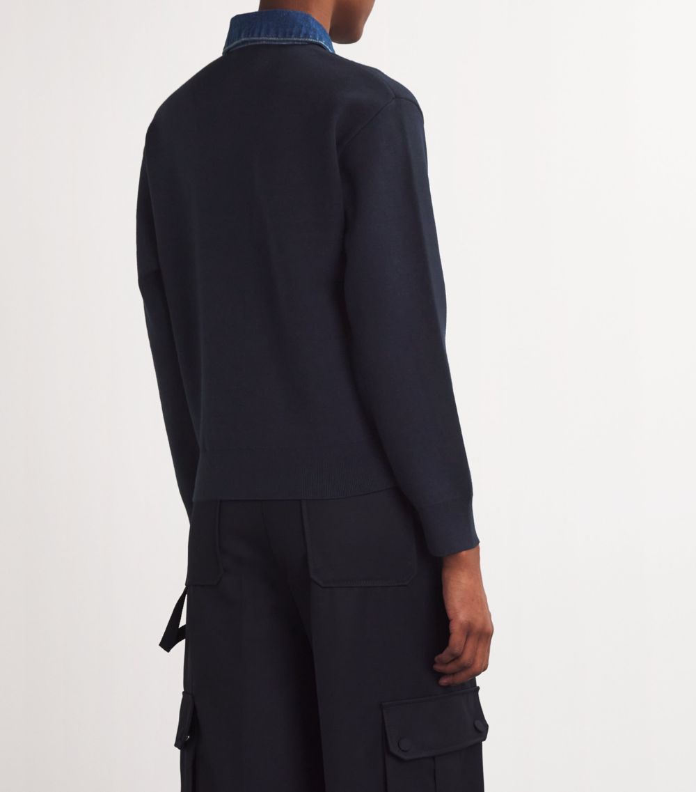 Denim-Collar Sweater