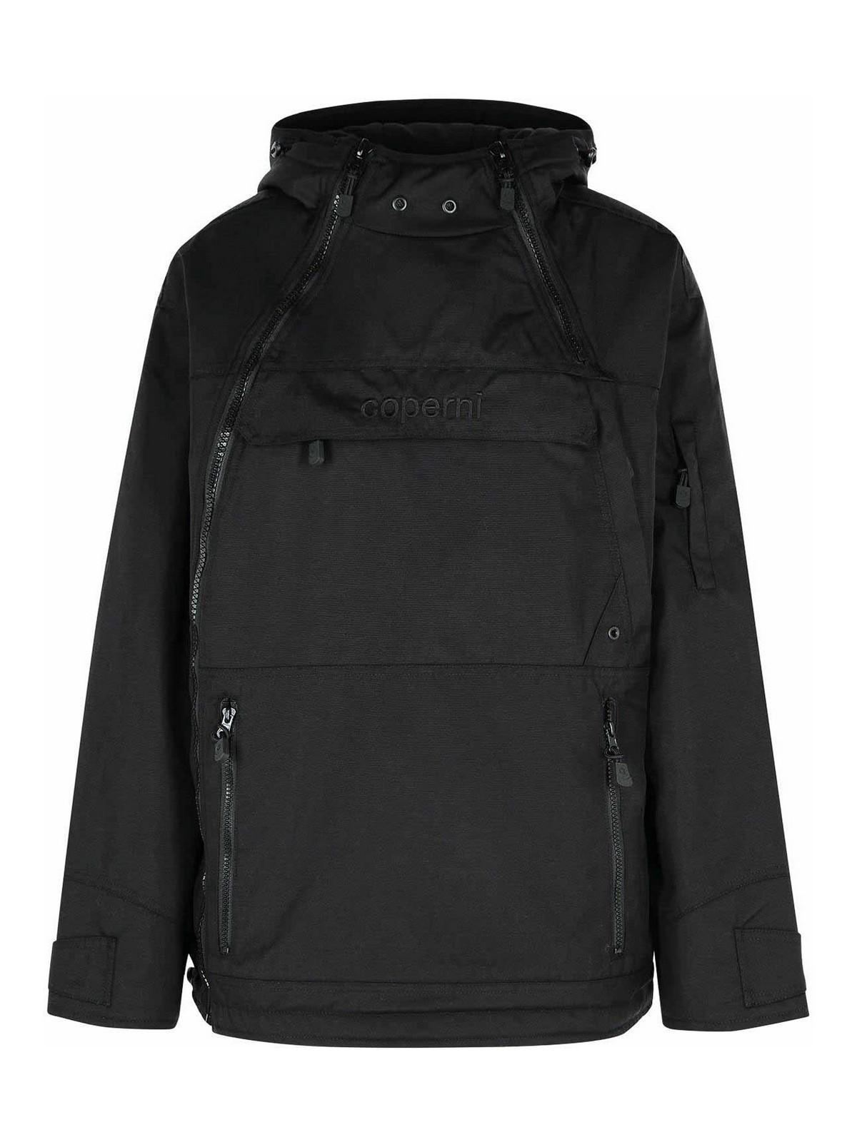 Asymmetric Black Polyamide Jacket
