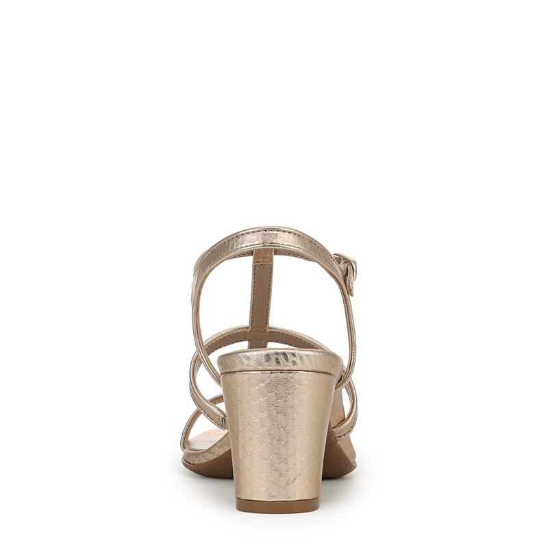 Bristol-Cage Strappy Dress Sandals, Champagne Snake Faux Leather